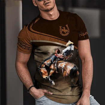 Мужская футболка с 3D-принтом животного лошади, летний повседневный топ с короткими рукавами и круглым вырезом, уличная мода, Оверсайз, одежда унисекс