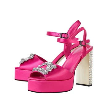 Брендовые женские босоножки Water Diamond, летние модные водонепроницаемые туфли на платформе и высоком каблуке, большие размеры 34-43, женская обувь для вечеринок на толстой подошве