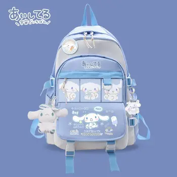 Женские рюкзаки Sanrio Cinnamoroll, водонепроницаемый нейлоновый школьный рюкзак, школьные сумки для девочек-подростков, рюкзак для путешествий большой емкости