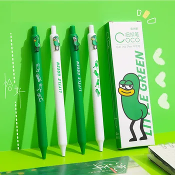32 шт. / лот, забавная Зеленая гелевая ручка с червячным прессом, милые ручки для подписи с черными чернилами 0,5 мм, канцелярские Подарочные школьные принадлежности оптом
