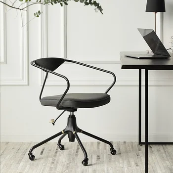 Компьютерные стулья со спинкой для руководителя из американского кованого железа, Ретро Вилла, Поворотный офисный стул, Кожаное кресло для макияжа
