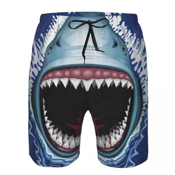 Мужские пляжные шорты Shark для фитнеса, Быстросохнущий купальник, забавные 3D шорты Street Fun