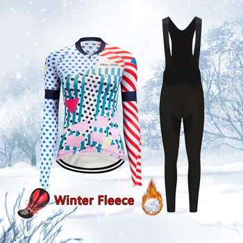 Женская зимняя теплая велосипедная одежда 2023, комплект нагрудников из термо-флисовой велосипедной джерси, женский трикостюм, Велосипедная одежда Mtb, спортивный костюм, платье