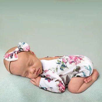 Боди для новорожденных с принтом Круглый вырез горловины, Треугольная спинка, одежда для новорожденных, фотографическая одежда, боди для маленьких девочек