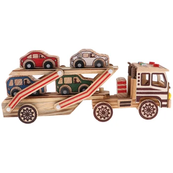340x78x145 мм Деревянный грузовик-транспортер Игрушечный автомобиль Модель автомобиля Развивающая игрушка для детей, имитация высоты и безопасность