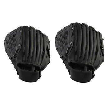 Бейсбольная перчатка, 2 предмета, тренировочное оборудование для софтбола, правая рука для взрослых мужчин и женщин, черный, 12,5 и 11,5 дюймов