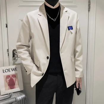 Новая мужская повседневная мода, джентльменский вафельный пиджак, индивидуальность, тренд во всем, Корейская версия блейзера Senior Sense в британском стиле.
