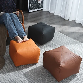 Футон в японском стиле Кожаная напольная подушка Простой Низкий табурет Диван для переобувания Мебель для гостиной