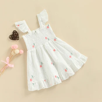 FOCUSNORM/ летнее платье принцессы для маленьких девочек от 0 до 4 лет, платья трапециевидной формы с оборками, рукавами-фонариками и цветочным принтом, высокой талией и завышенной талией