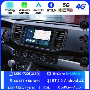 8G 128G Автомобильное Радио для Фольксваген Крафтер 2017-2021 Мультимедиа 4G WIFI Встроенный Carplay GPS Навигация Android 12 Плеер 2Din