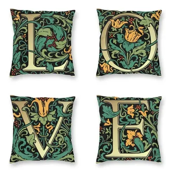 Уильям Моррис, цветочный стиль, Квадратная наволочка с буквами, домашний декоративный чехол с английским алфавитом для дивана