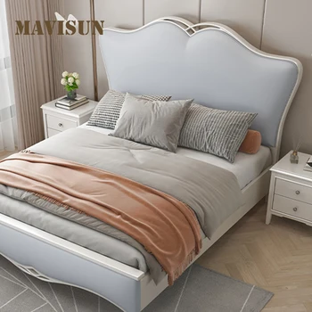 Кожаная роскошная кровать итальянский спальный гарнитур мебель мебель королевского размера современная двуспальная кровать дизайнерский матрас прикроватный столик