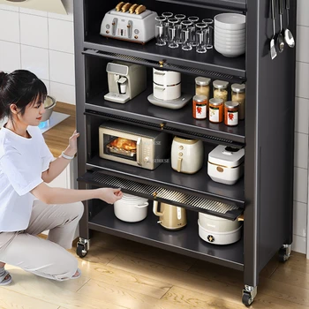 Простые кухонные шкафы от пола до потолка, многослойный шкаф для хранения, современная кухонная мебель, шкаф для домашней посуды на колесиках
