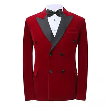 Костюм Homme из красного бархата, 2 предмета (куртка + брюки), Мужские свадебные костюмы для мужчин, новейшие деловые костюмы с пальто и брюками, облегающие мужские костюмы