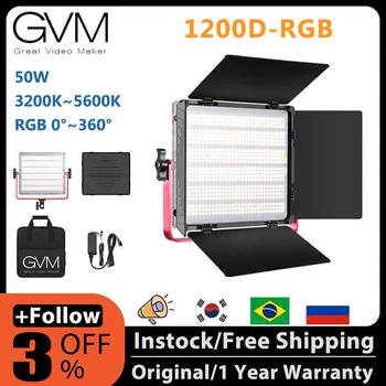 GVM 1200D-RGB 50 Вт Дальний Свет Двухцветный + 50 Вт 3200 К ~ 5600 К RGB Панель Мягкого Света Видео для Фотосъемки Светодиодное Освещение