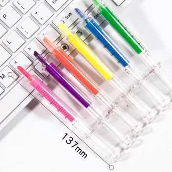 Ручка-маркер для шприца Kawaii, форма иглы для шприца, механическая цветная шариковая ручка для офиса, школьный маркер, инструмент для письма