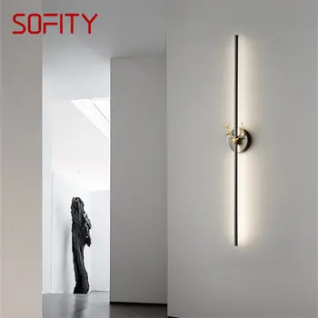 Современный настенный светильник SOFITY с черной латунной полосой, 3 цвета, специально креативное бра для декора гостиной у прохода