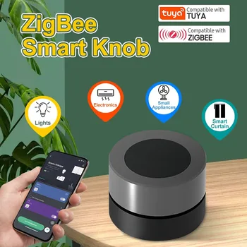 Tuya ZigBee Smart Knob Switch Приложение Smart Life Беспроводная кнопка дистанционного управления Автоматический переключатель сцены Работает с ZigBee Gateway