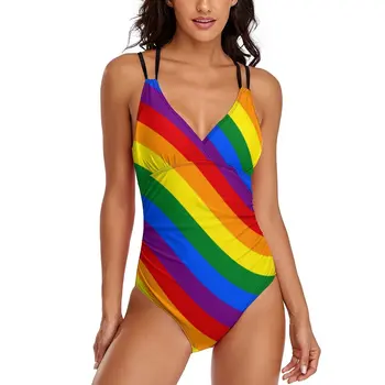 Купальник ЛГБТ-радуги, сексуальный купальник с флагом гей-прайда, цельное боди, дизайн пуш-ап, купальник для бассейна, пляжная одежда большого размера