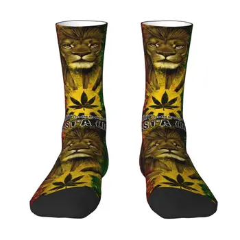 Забавные мужские носки Jamaican Rasta Lion Dress Socks Унисекс с удобным теплым 3D принтом, носки Jamaica Rastafarian Reggae Crew Socks