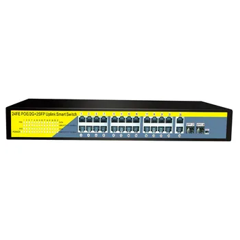 24-портовый коммутатор Ethernet PoE сетевой коммутатор с портом оптического волокна 2 * 1000 м, неуправляемый коммутатор
