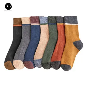 5 пар теплых флисовых мужских и женских носков Осень-зима, толстые однотонные носки, Размер EU 36-42