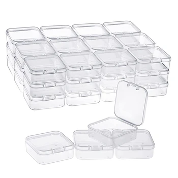 40 Упаковок Прозрачных пластиковых контейнеров для хранения бусин, Коробка С откидной крышкой Для мелких предметов, Бриллиантов, бусин (2.2X2.2X0.79 дюймов)