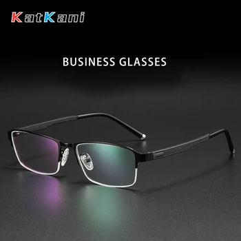 Модные квадратные очки KatKani в стиле ретро из сверхлегкого сплава, деловые полукадровые очки, оправа для очков по рецепту врача, Мужская оправа для очков