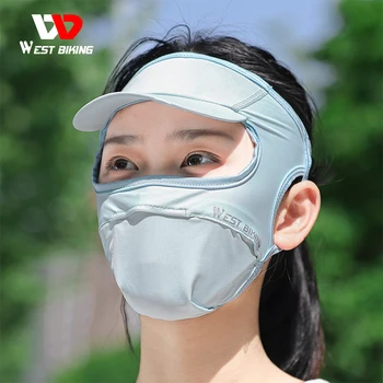 WEST BIKING Летняя Солнцезащитная маска для улицы с солнцезащитным козырьком Для женщин, занимающихся велоспортом, пешим туризмом, бегом, Солнцезащитная шляпа Многоразового использования, Дышащая маска из ледяного шелка