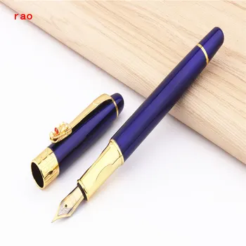 Роскошное качество 7053 Синяя Китайская деловая офисная ручка Oriental Dragon со средним пером, новая