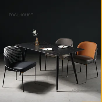 Легкие Роскошные кожаные обеденные стулья Мебель для столовой Простой обеденный стул Домашний Креативный стул для макияжа со спинкой