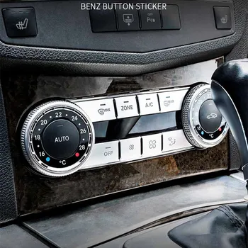 Центральная консоль, Кнопки регулировки громкости кондиционера, Отделка блестками, Мультимедийная отделка, наклейки для Mercedes Benz W204 C Class 2007-14