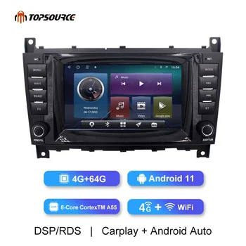 Для Benz W203 8-Ядерный 2 Din Android 11 4G + 64G 6G + 128G Carplay DVD GPS Карта Обновленный DSR Звук 4G + WiFi Автомобильный Радио Мультимедийный Плеер