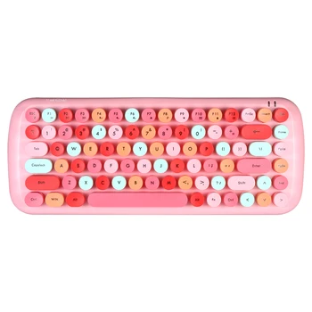 Комбинированная беспроводная клавиатура и мышь CANDY Keyboard 2,4 G, разноцветная мини-клавиатура и мышь с 84 клавишами, набор с круглыми панковскими колпачками для клавиш