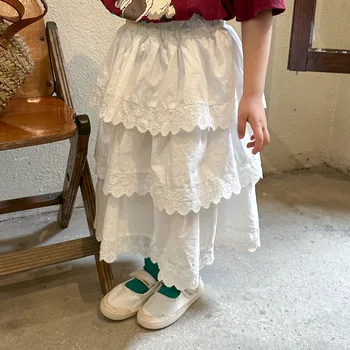 Кружевная юбка для девочек в корейском стиле 2023 года, весенне-летние модные юбки для девочек, детская одежда 1-8 лет