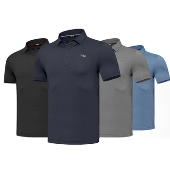 Мужские рубашки-поло для гольфа С коротким рукавом, впитывающие влагу, рубашки для гольфа С воротником, спортивная ткань для теннисного поло, Дышащий комфорт