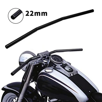 7/8-дюймовый мотоциклетный руль 22 мм, черный, прямой, Bar Cafe Racer для Honda Kawasaki Yamaha Suzuki Chopper Bobber