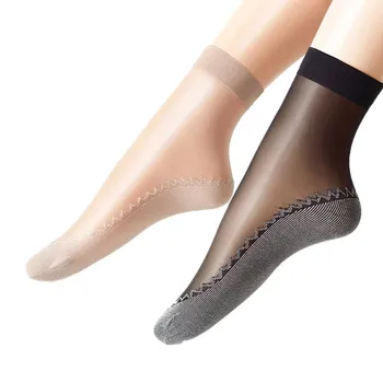 1 пара высококачественных женских носков, Бархатные шелковые весенне-летние носки, Дышащий Мягкий хлопковый низ, впитывающий влагу, устойчивый к скольжению Короткий носок
