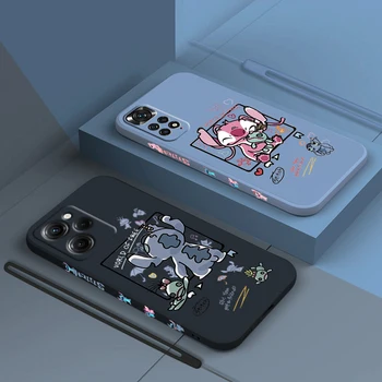 Disney Cute Stitch Lilo Angel Для Xiaomi Redmi Note 12 11 11T 10 10S 9 9S 9T 8 8T 7 Pro Plus Скоростной Жидкий Чехол Для Телефона с Левой Веревкой