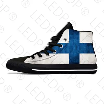 Финляндия Флаг Финской Республики, Патриотическая Модная Повседневная Тканевая обувь С высоким берцем, Легкие Дышащие Мужские И женские кроссовки с 3D принтом.
