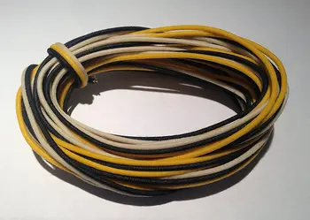 30 футов (10 белых / 10 черных / 10 желтых) из ткани Gavitt, предварительно скрепленной пряжкой, 7 нитей отодвинуты назад, гитарный шнур мощностью 22 Вт