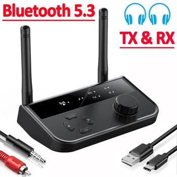 Bluetooth Приемник Передатчик BT 5.0 5.3 3.5 мм Разъем Aux RCA Беспроводной Аудио Музыкальный Адаптер Пара 2 Устройства для Телевизора Автомобиля ПК Наушники