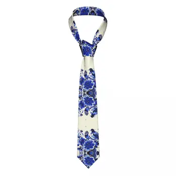 Синий галстук в восточном стиле из Дельфтского фарфора, Шелковый полиэстер, 8 см, Галстуки для шеи, Аксессуары Gravatas, Свадебные аксессуары, Бизнес