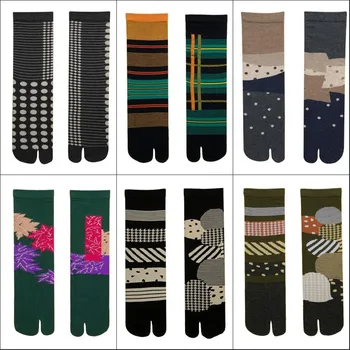 Японские Модные Хлопчатобумажные Мультяшные Носки Таби с раздвоенным носком, Женское Полосатое Кимоно, Носки на два пальца, Милые Шлепанцы на два пальца, Чулочно-носочные изделия