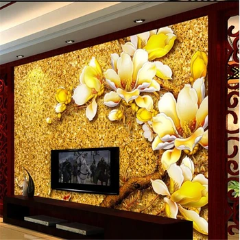 beibehang 3d фотообои на заказ настенные фрески наклейки на стены Королевский дворец великолепная цветная резьба магнолия ТВ фон