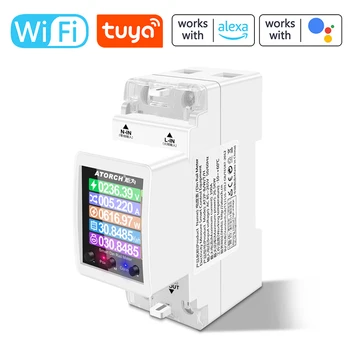 Интеллектуальный однофазный цифровой счетчик электроэнергии Tuya Wifi с 3 режимами тарификации электроэнергии Установка на DIN-рейку 35 мм Управление приложением