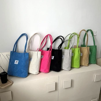 Холщовые сумки-тоут для женщин, сумка через плечо, женская мягкая экологичная сумка для хранения, многоразовая сумка для девочек, маленькая и большая сумка для покупок