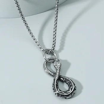Винтажное Панковское ожерелье с подвеской в виде змеи для женщин и мужчин, Шейные цепочки с символом Бесконечности, ожерелье с подвеской в виде животного в готическом стиле, ювелирные изделия