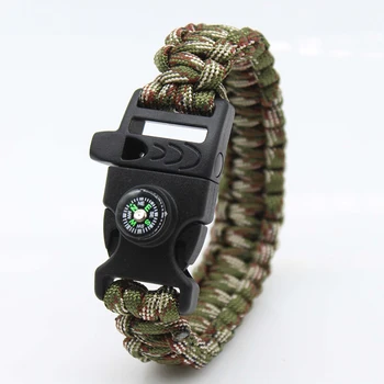Многофункциональный плетеный 7-жильный Паракордовый веревочный браслет для выживания в дикой природе Аварийная веревка для запястья поставляется со свистком
