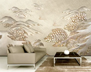 Обои на заказ роскошный пейзаж с золотым металлическим тиснением 3d трехмерный фон для гостиной декоративная роспись стен фреска